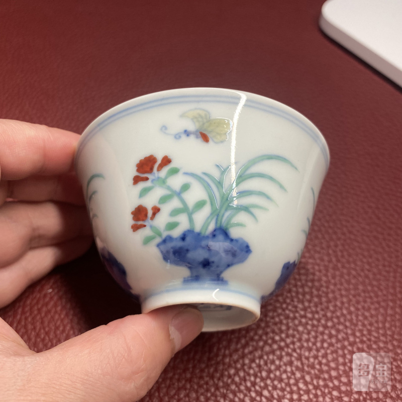 清雍正 仿成窑斗彩三秋杯成对 - 图13